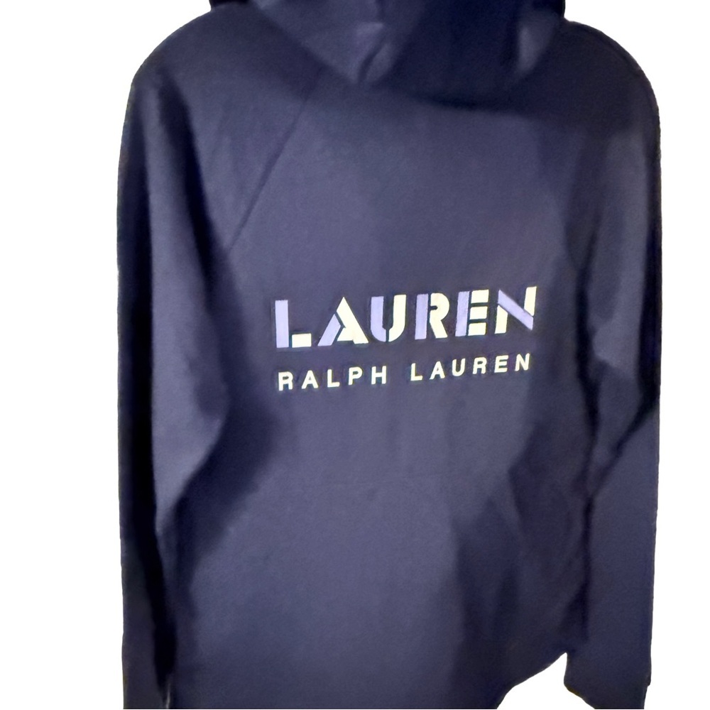 Lauren Ralph Lauren Women’s Full Zip Navy Blue Hoodie Unique Logo Sz M